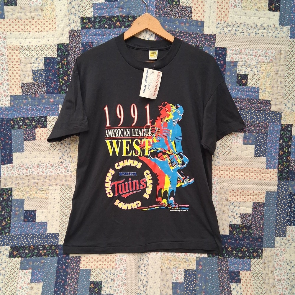 Vintage 1991 Minnesota Twins AL West Champs T-Shirt Velva Sheen Deadstock Large